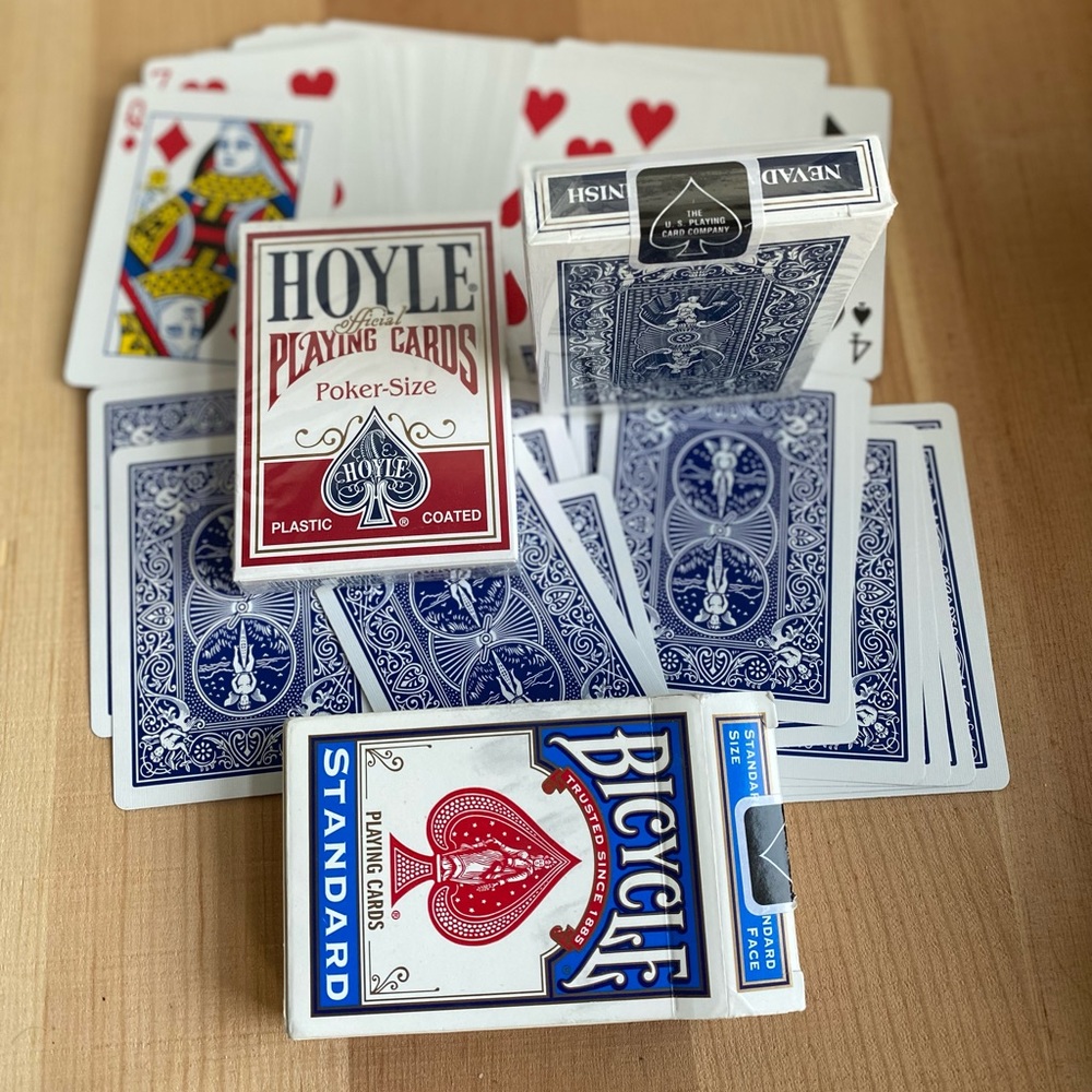 2 NWT Hoyle Poker Size Playing Cards & 1 used pack of bicycle playing cards